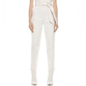 Alice + Olivia Clarissa Belted Paperbag Waist Pants in Ecru/Canvas